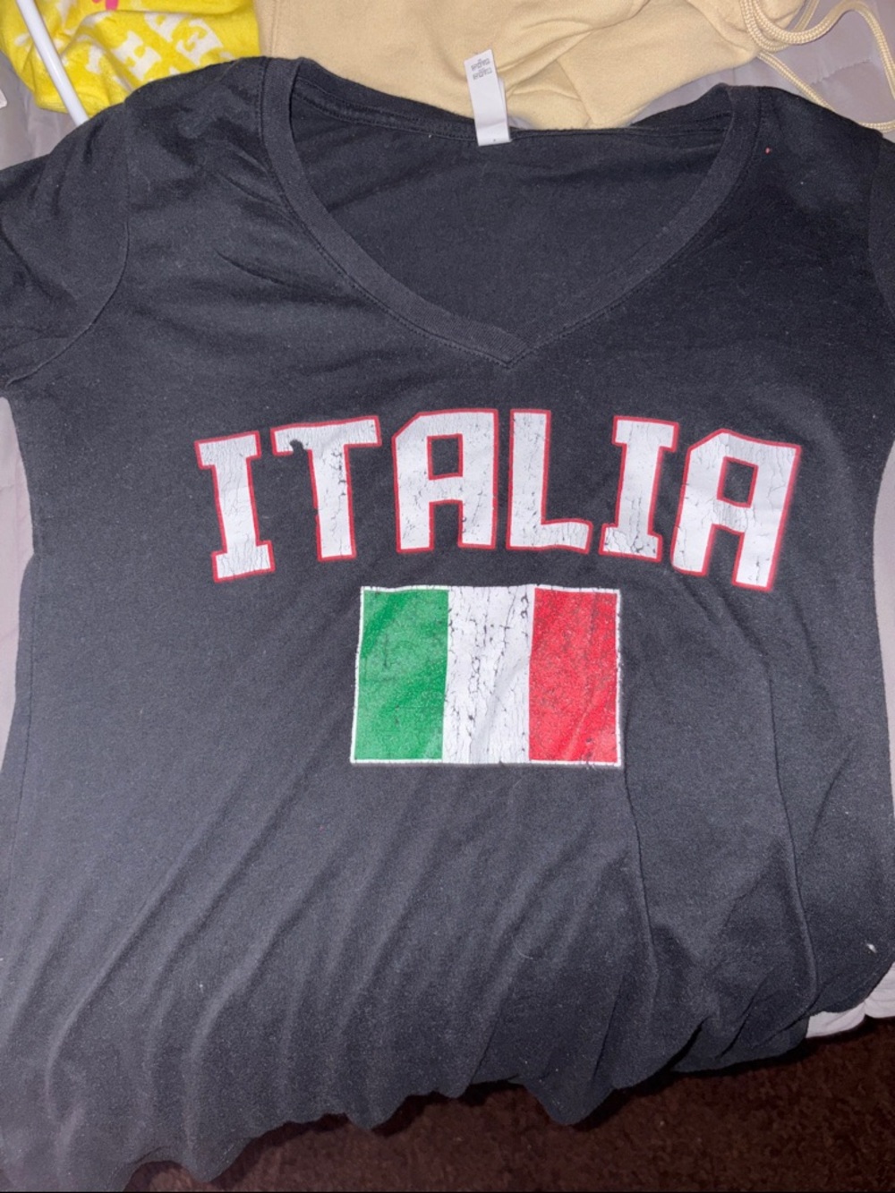 Italia Graphic V-Neck Tee with Flag